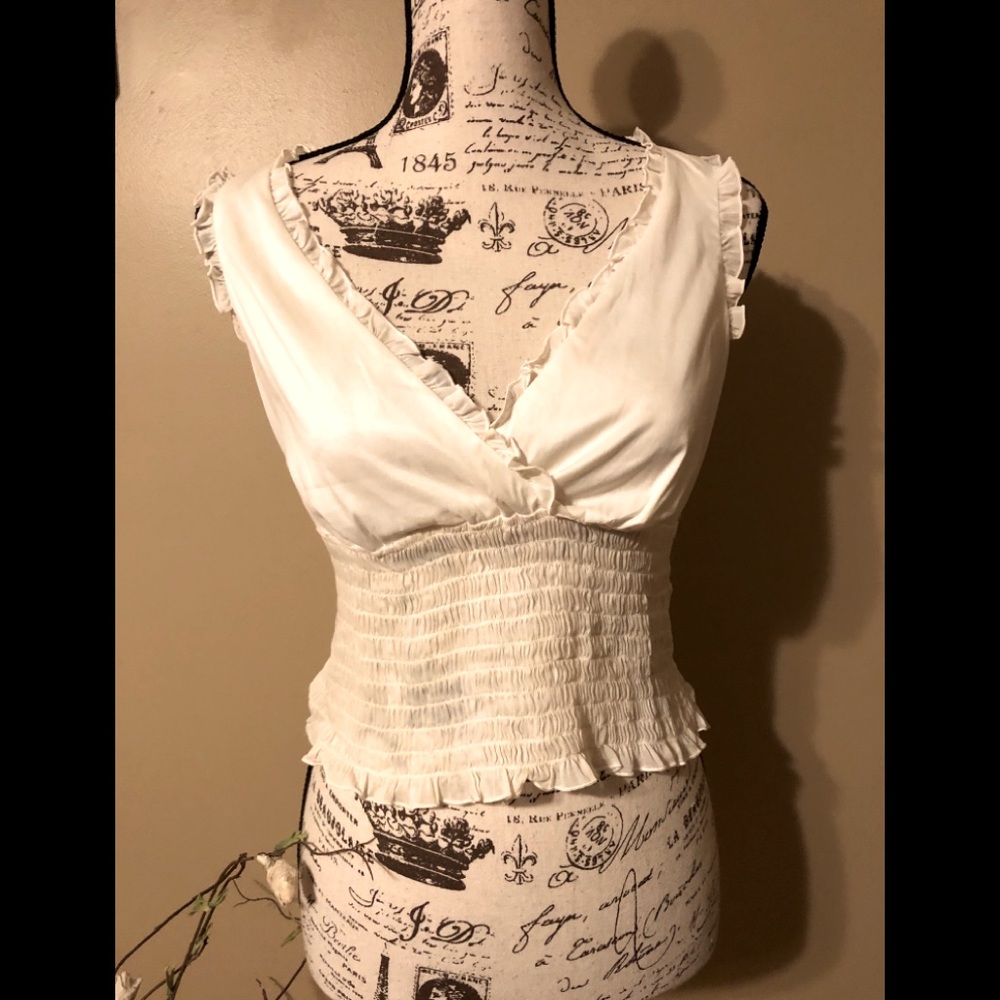 Trina Turk cotton blend rushed blouse size M